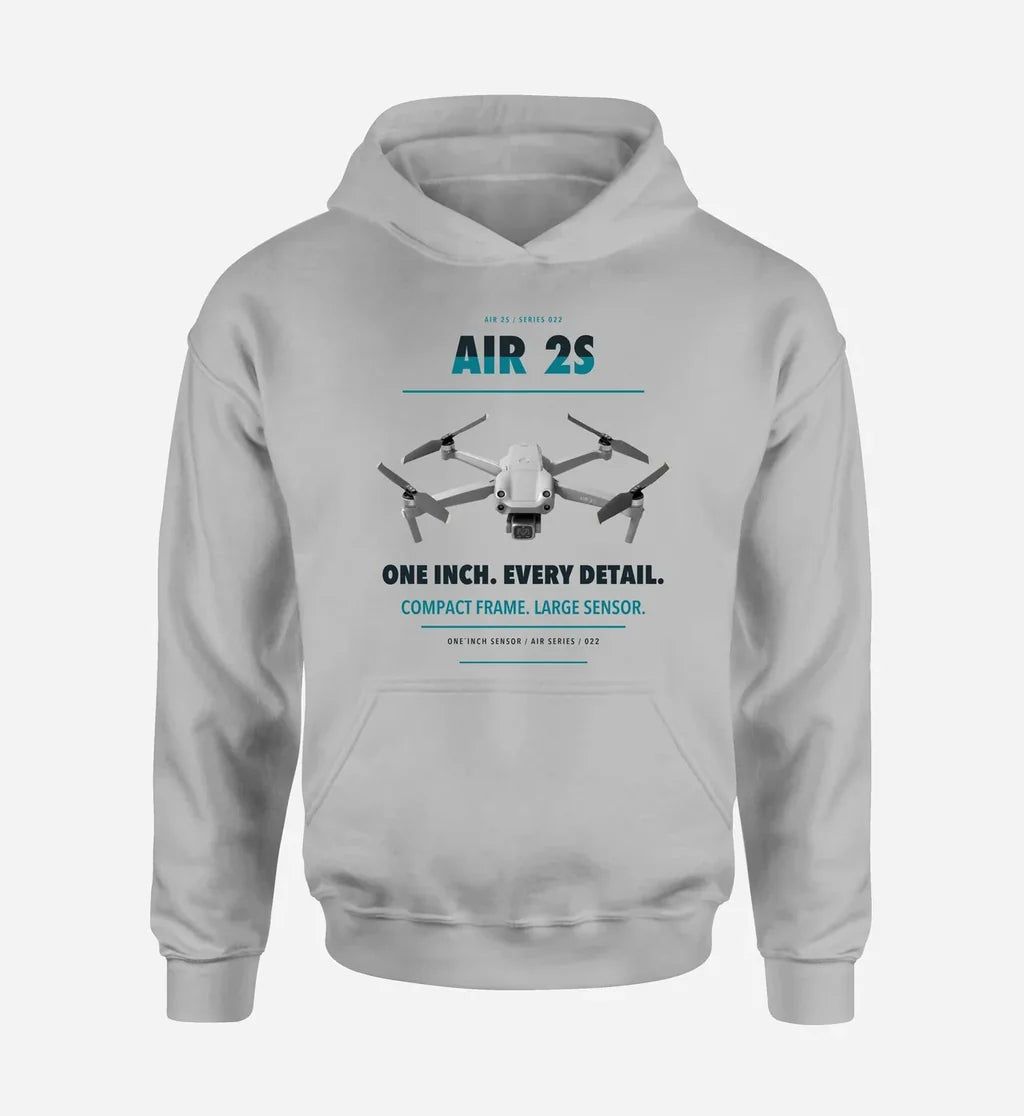 DJI Air 2S design on light gray hoodie single side