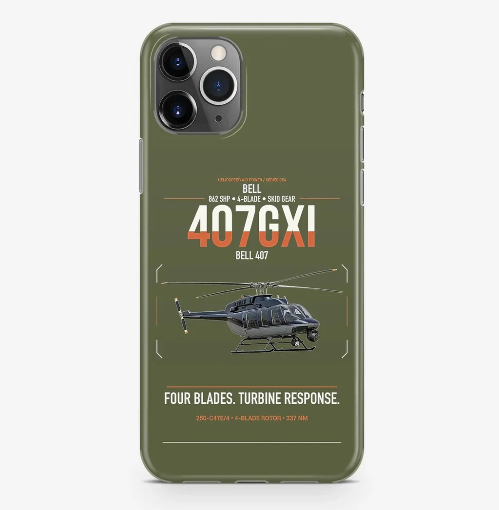 Bell 407GXi design on green army magsafe iphone case, for iPhone Pro Max