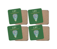 Thumbnail for Leon-Mba International Airport (LBV) design on green 4 pieces set coaster
