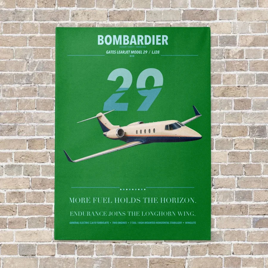 Bombardier Learjet 29 vertical canvas print - no frame - green background