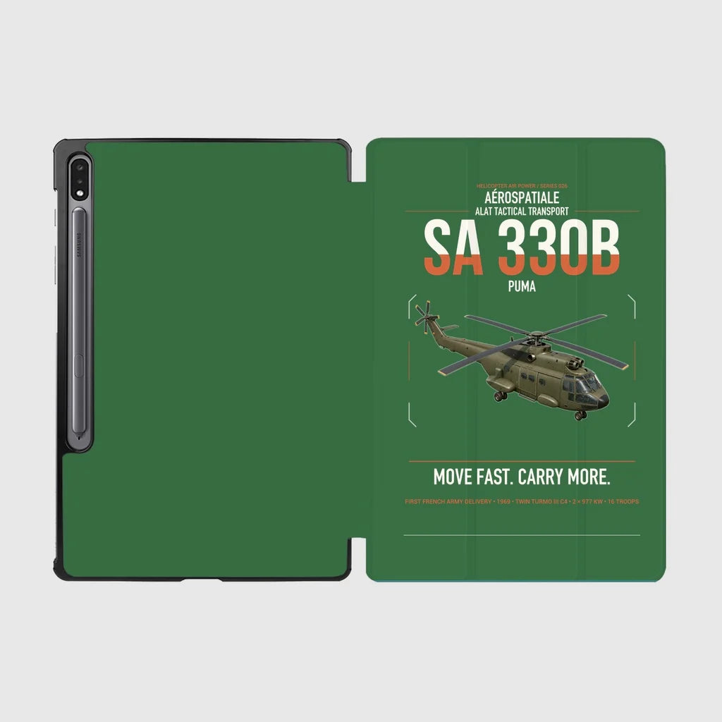 Aérospatiale SA 330B Puma design on green samsung tablet tablet case
