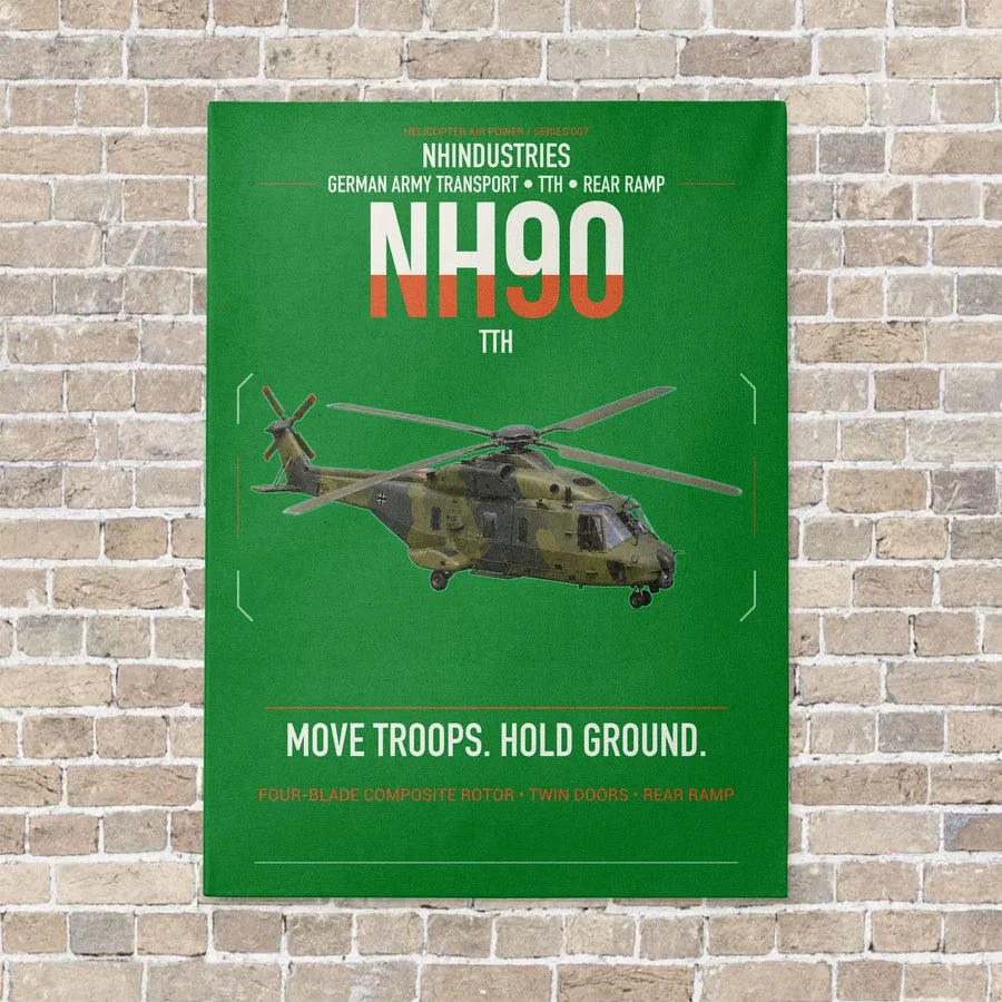 NHIndustries NH90 TTH vertical canvas print - no frame - green background