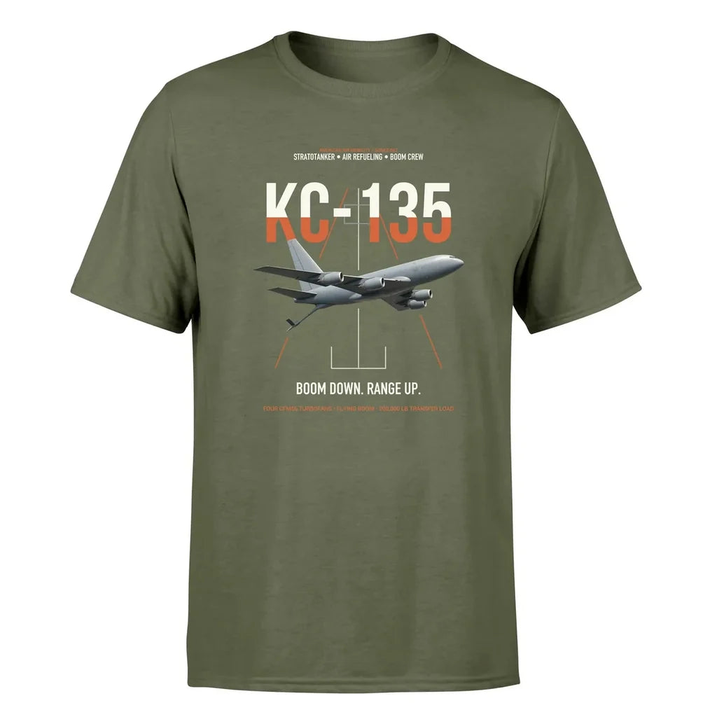 KC-135 STRATOTANKER design on green army double-side t-shirt, single-side print