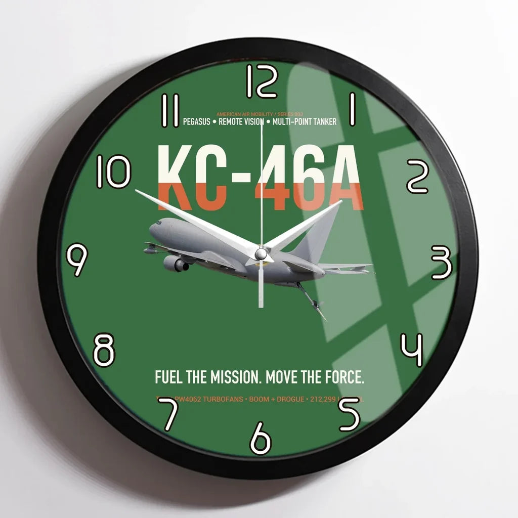 KC-46A PEGASUS design on green framed wall clock