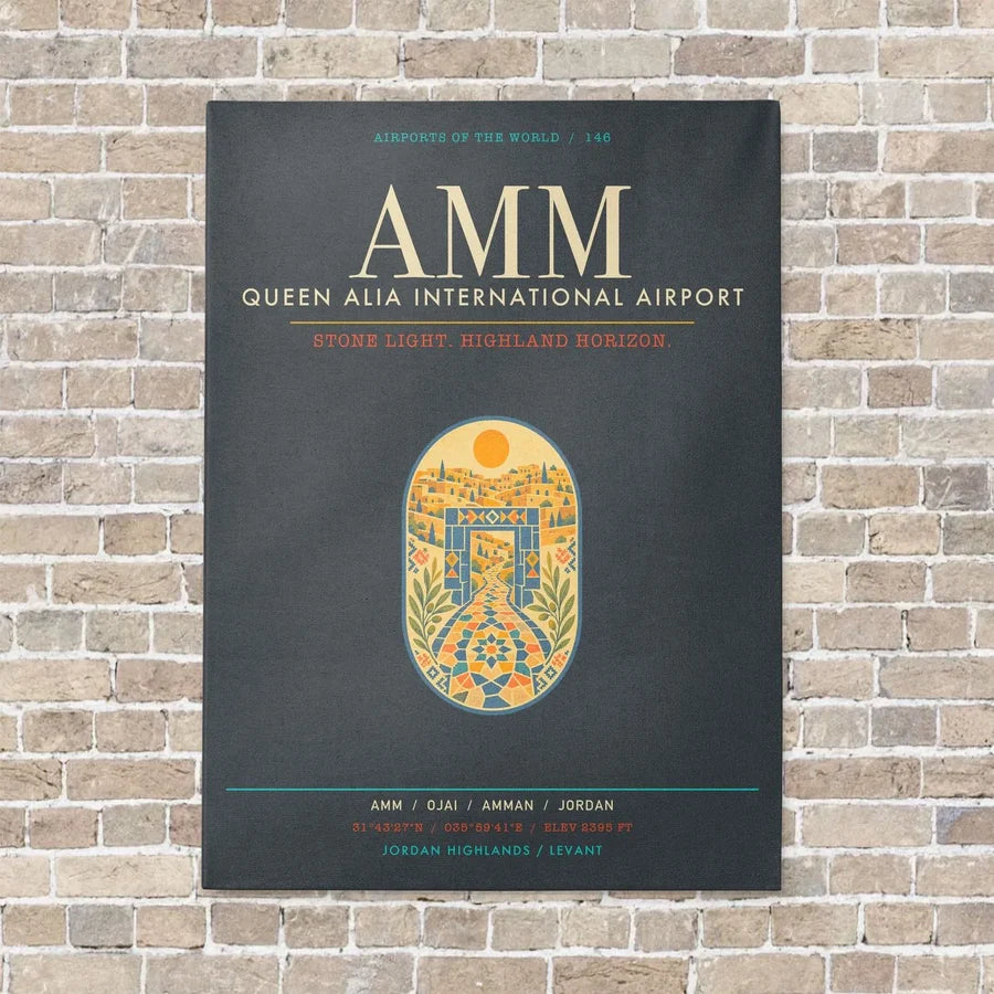 Queen Alia International Airport AMM - Canvas Framed - Gray