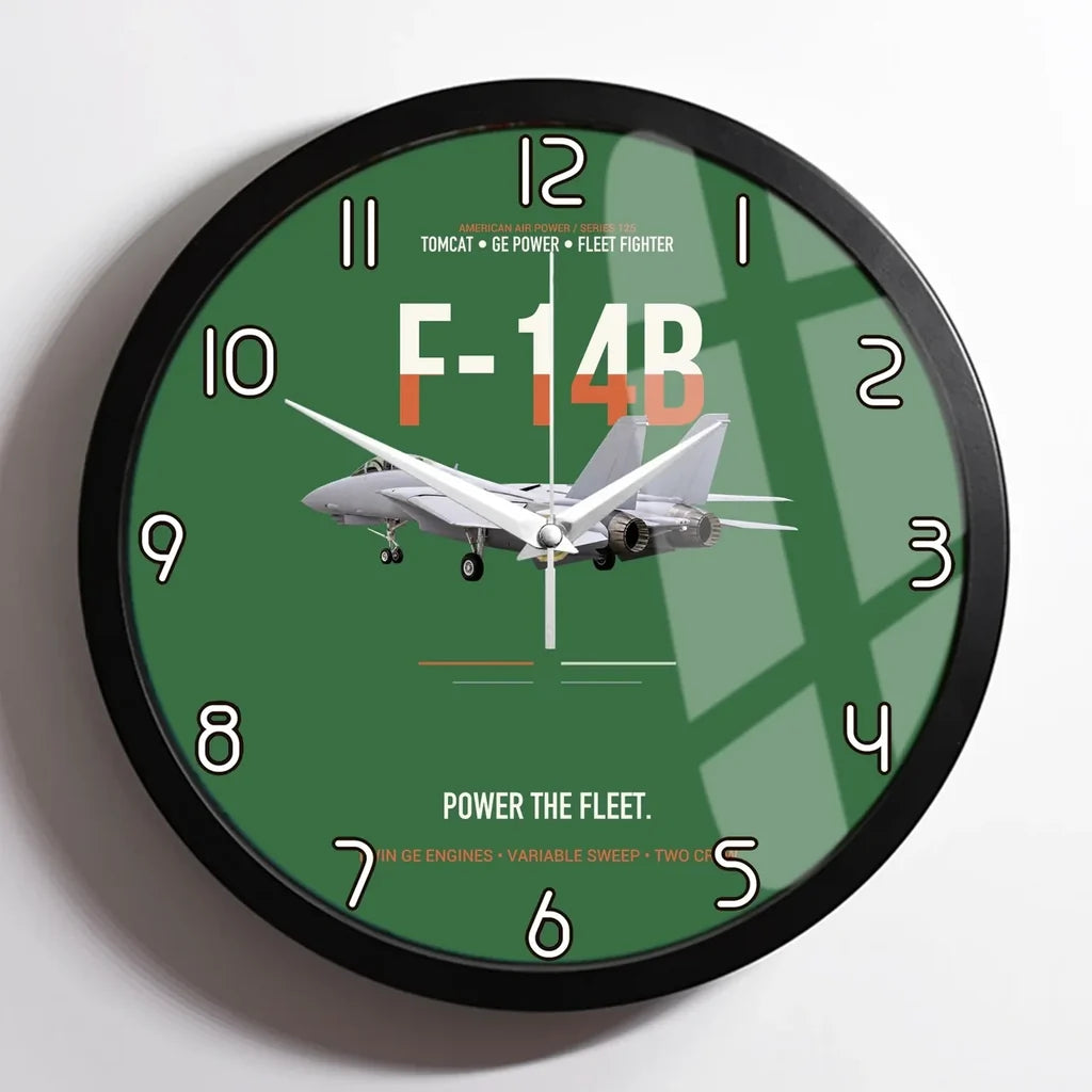F-14B Tomcat Power The Fleet design on green framed wall clock