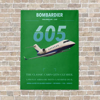 Thumbnail for Bombardier Challenger 605 vertical canvas print - no frame - green background