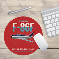 Thumbnail for F-86F Sabre design on red round mouse pad