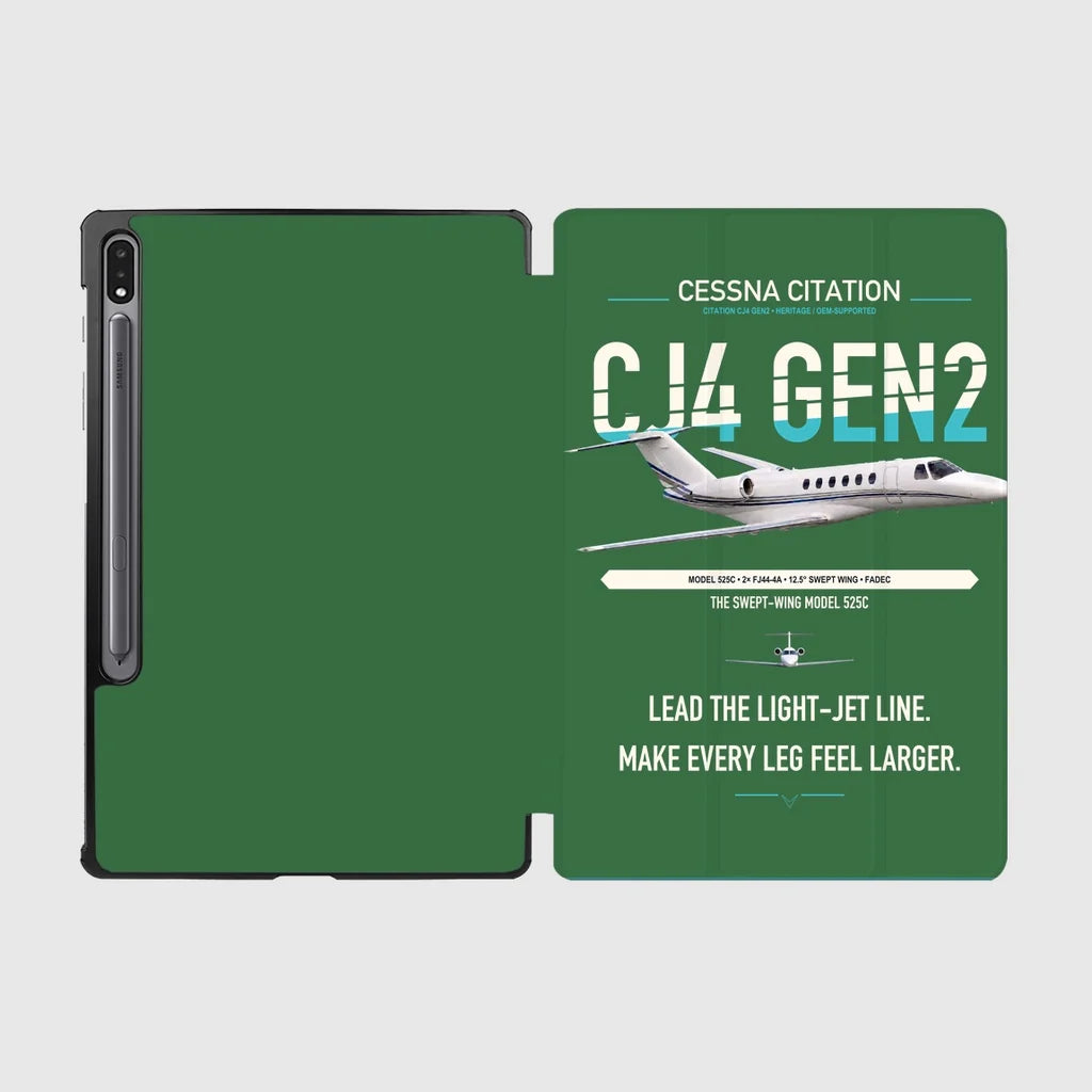 Cessna Citation CJ4 Gen2 design on green samsung tablet tablet case