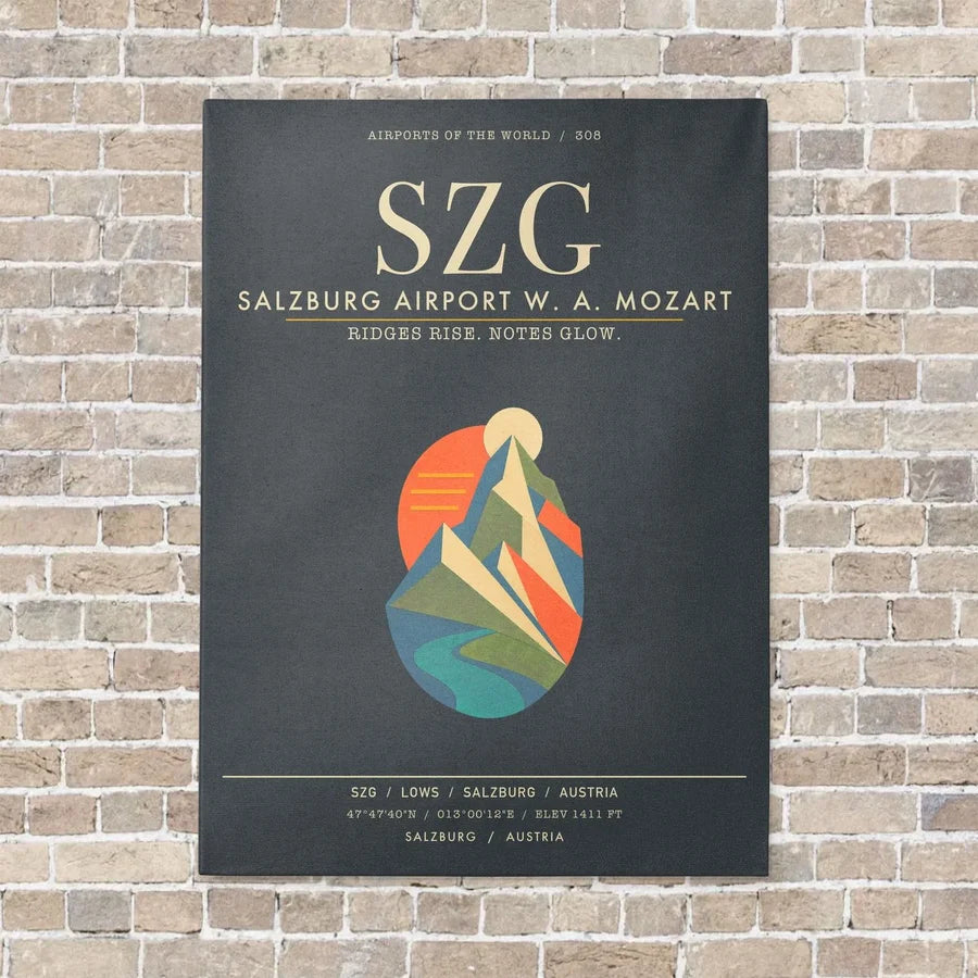 Salzburg Airport SZG - Canvas Framed - Gray
