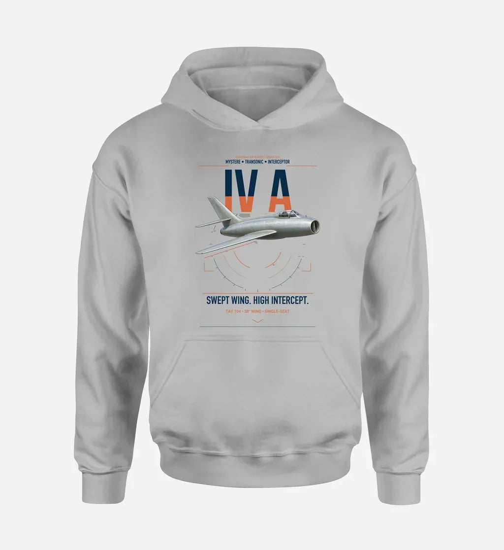 Dassault Mystère IV A design on light gray double-side hoodie, single-side print