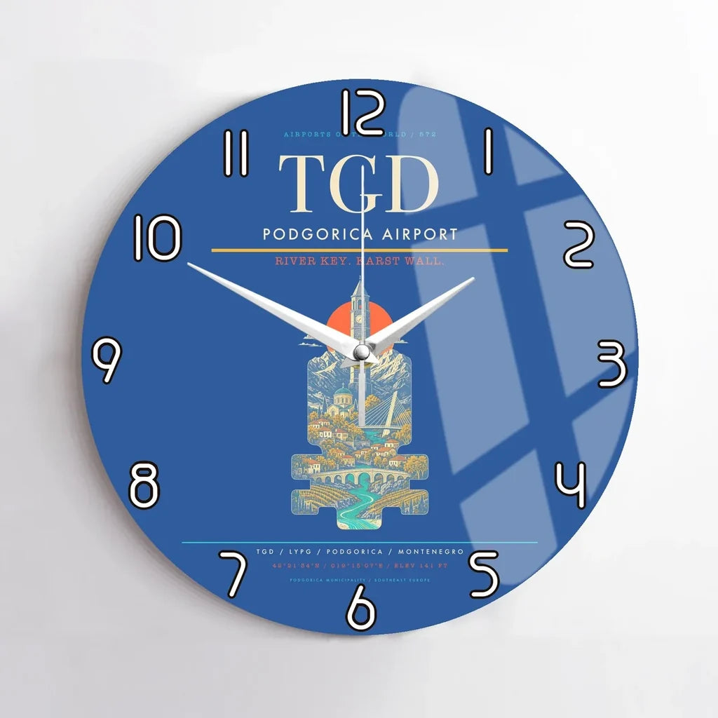 Podgorica Airport TGD Wall-Clock No-Frame - Blue