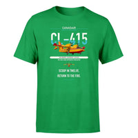 Thumbnail for Canadair CL-415 design on green t-shirt, single-side print