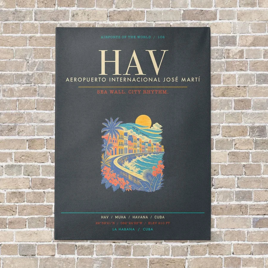 Jose Marti International Airport Havana HAV - Canvas Framed - Gray