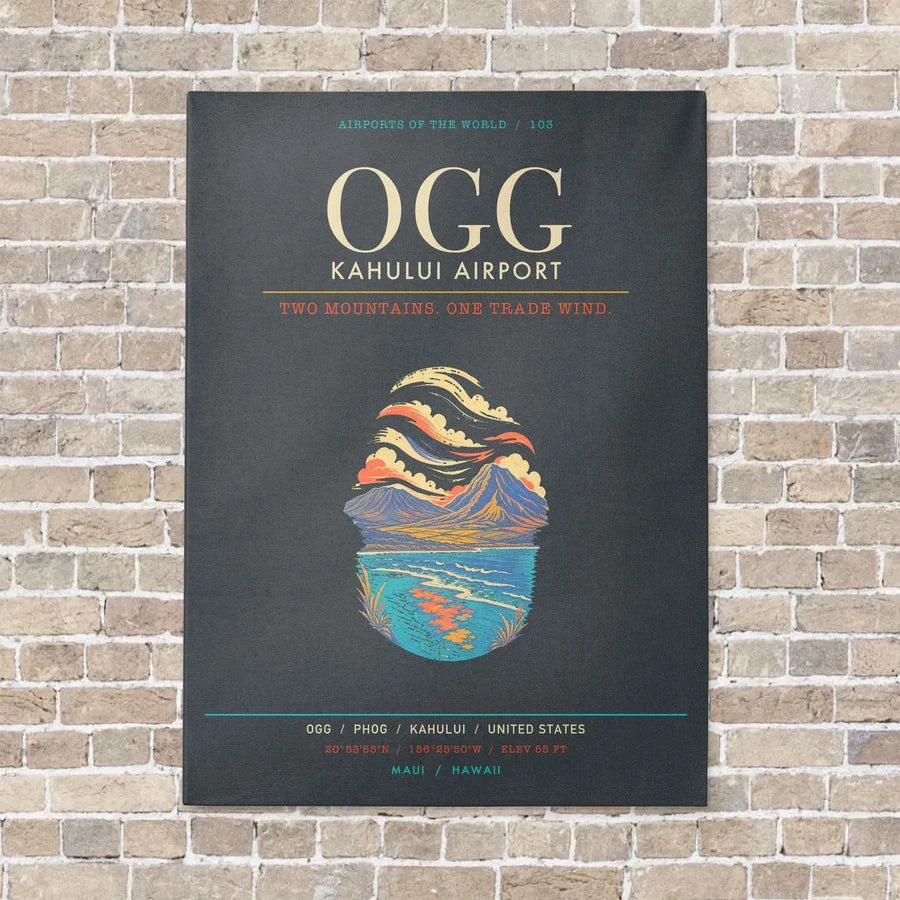 Kahului Airport OGG - Canvas Framed - Gray
