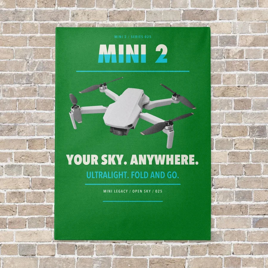 DJI Mini 2 vertical canvas print - no frame - green background