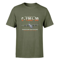 Thumbnail for C-130J-30 Super Hercules design on green army double-side t-shirt, single-side print