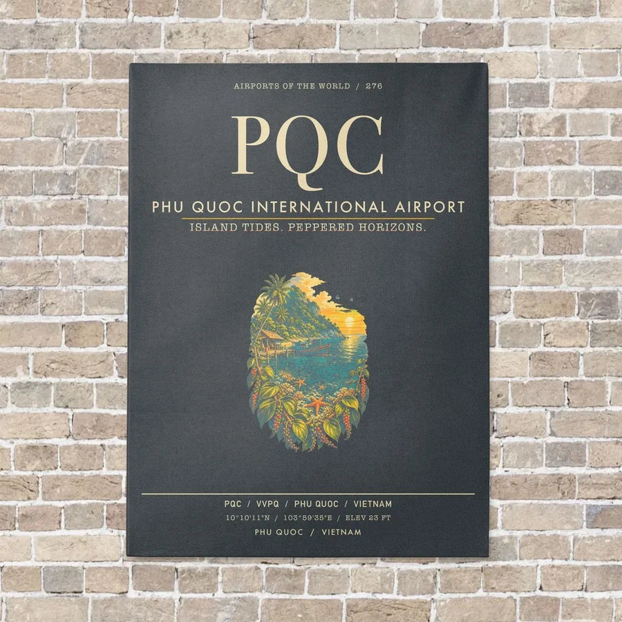 Phu Quoc International Airport PQC - Canvas Framed - Gray