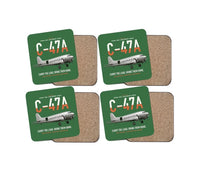 Thumbnail for C-47A Skytrain design on green 4 pieces set coaster