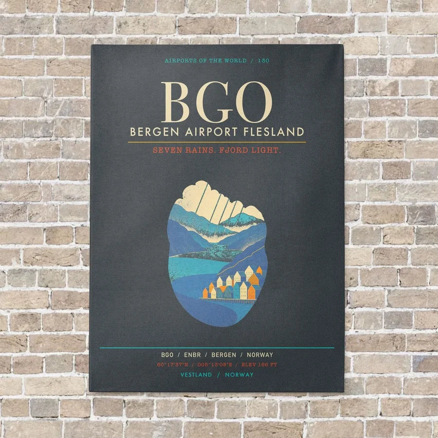 Bergen Airport Flesland BGO - Canvas Framed - Gray