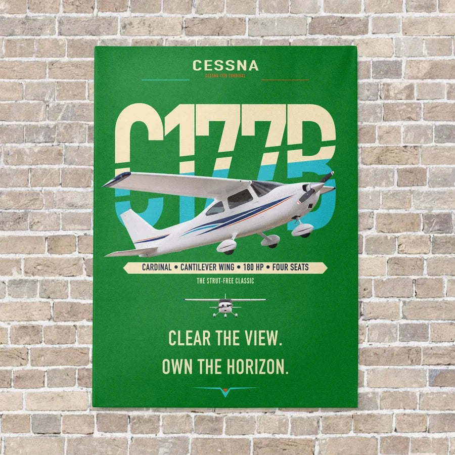 Cessna 177B Cardinal vertical canvas print - no frame - green background