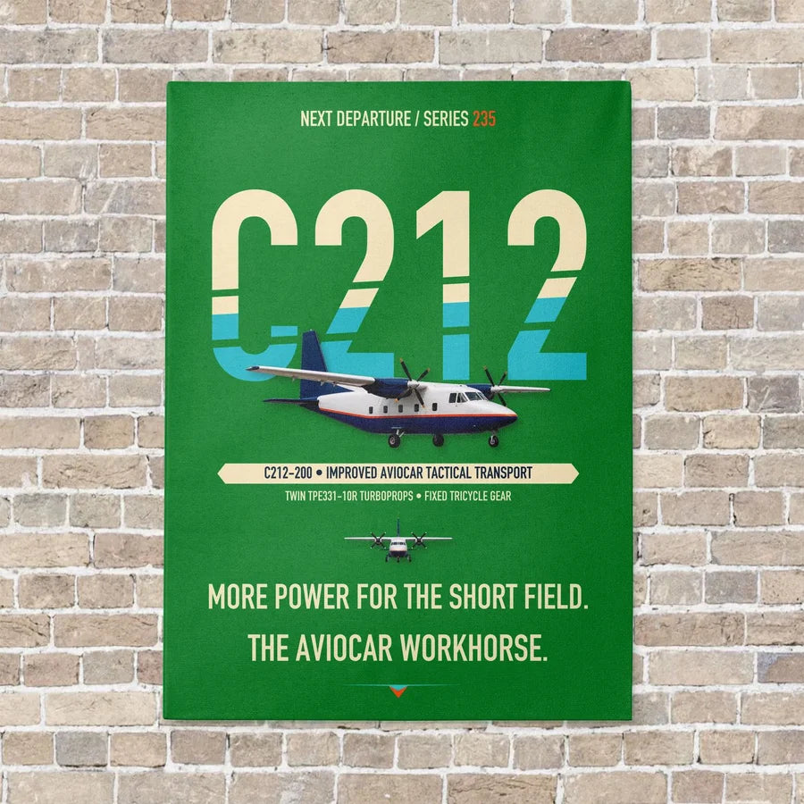 CASA C-212-200 Aviocar vertical canvas print - no frame - green background