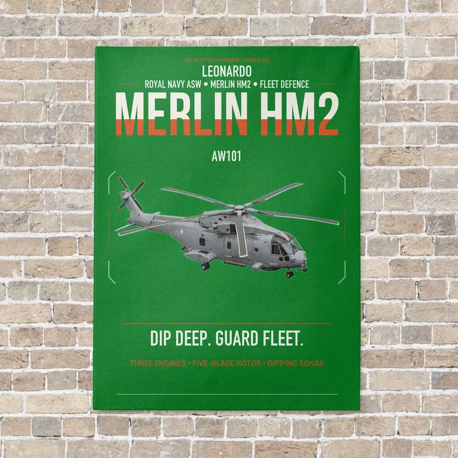 Leonardo AW101 Merlin HM2 vertical canvas print - no frame - green background