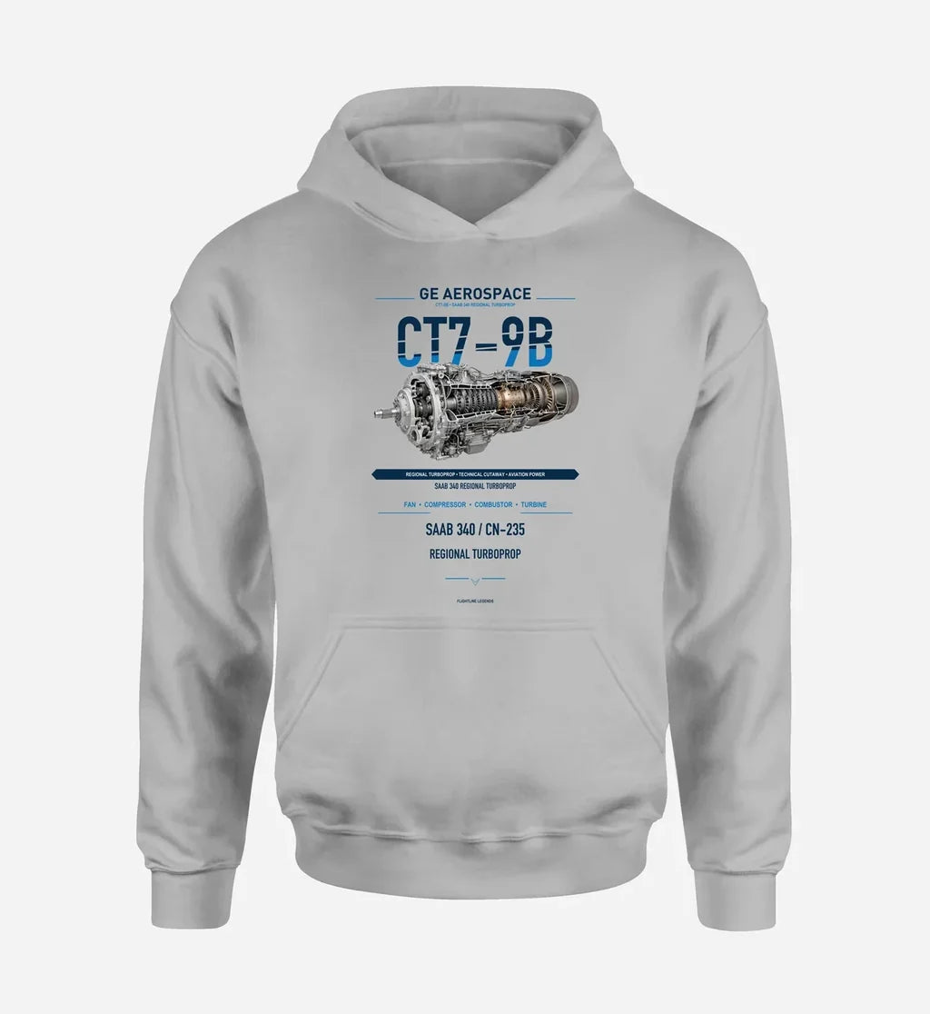 CT7-9B design on light gray hoodie single side