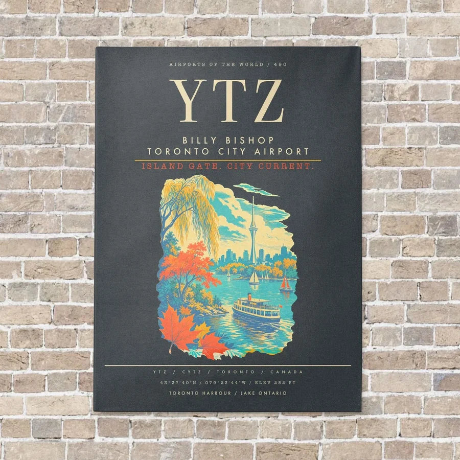 Billy Bishop Toronto City Airport YTZ - Canvas Framed - Gray