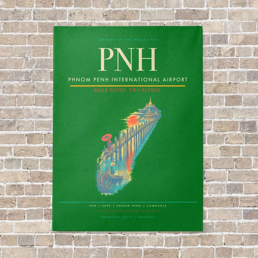 Phnom Penh International Airport PNH vertical canvas print - no frame - green background