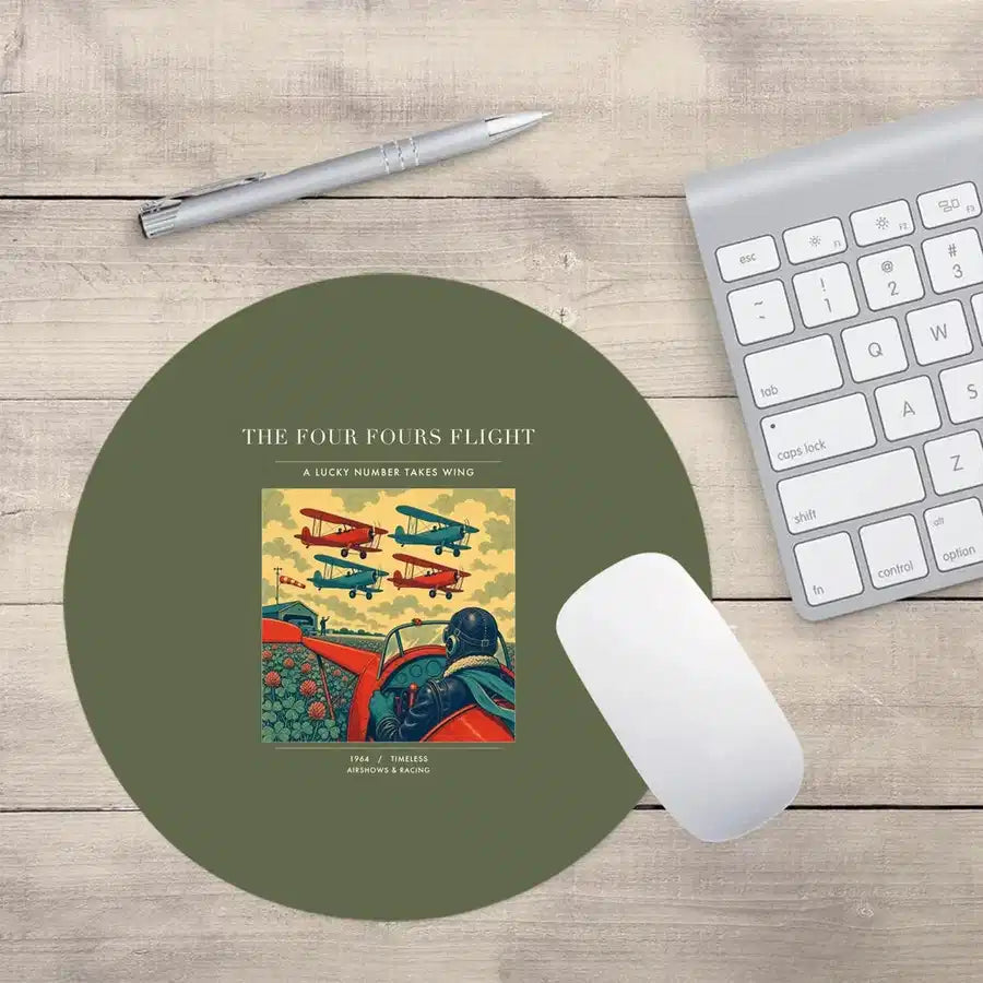 VINTAGE G4444 - The Four Fours Flight - Designed Mouse Pads design on greenarmy round