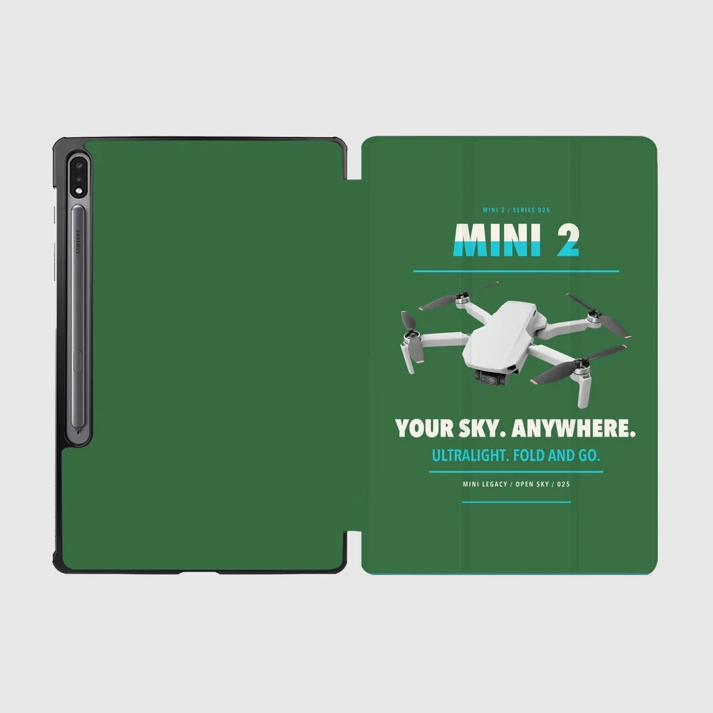 DJI Mini 2 design on green samsung tablet tablet case