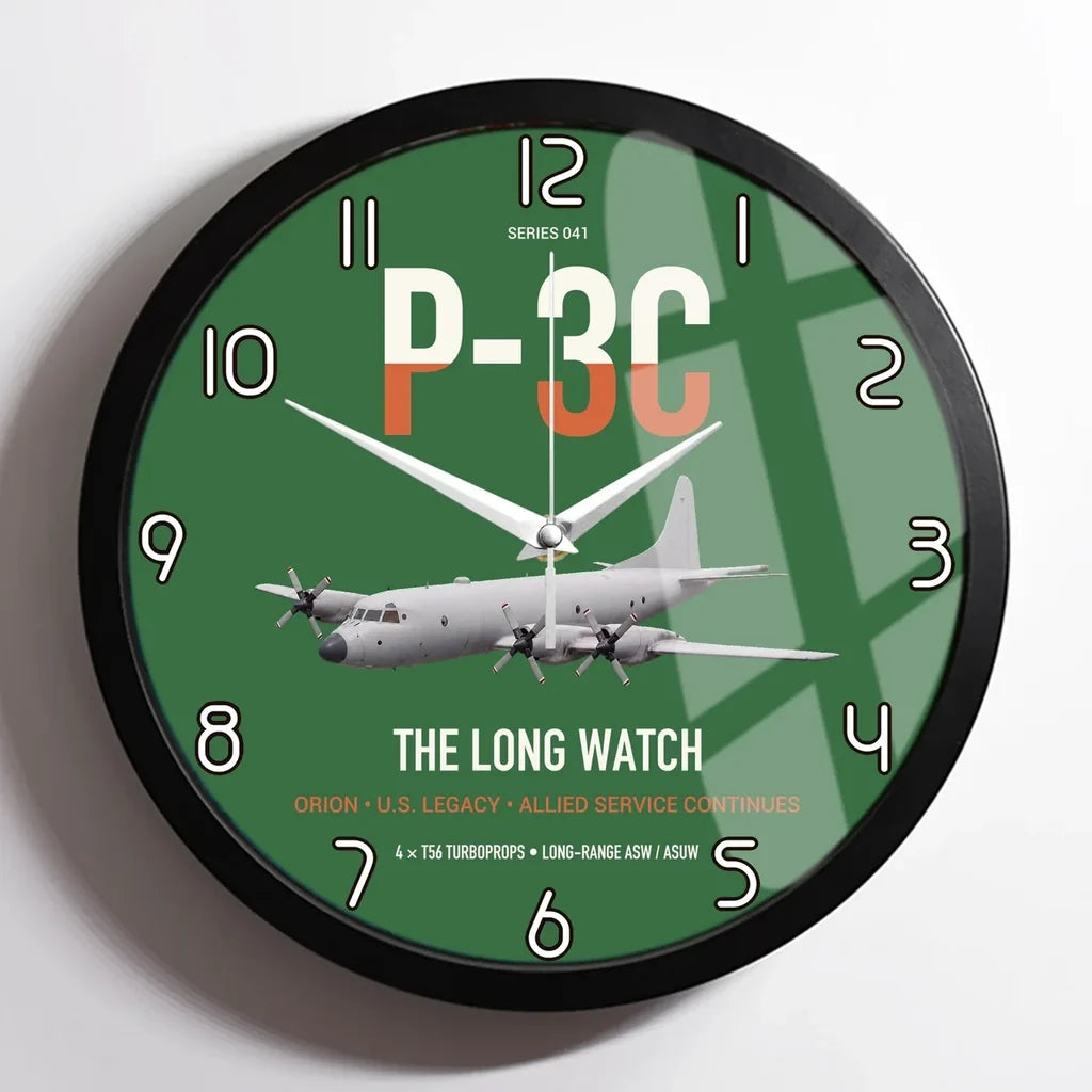 P-3C Orion design on green framed wall clock