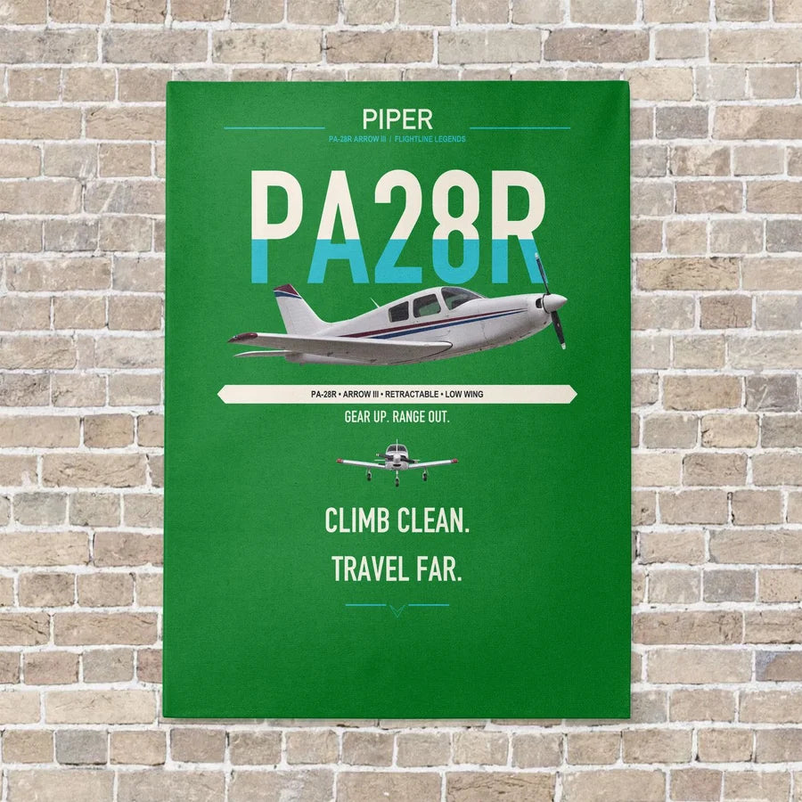 Piper PA-28R Arrow III vertical canvas print - no frame - green background