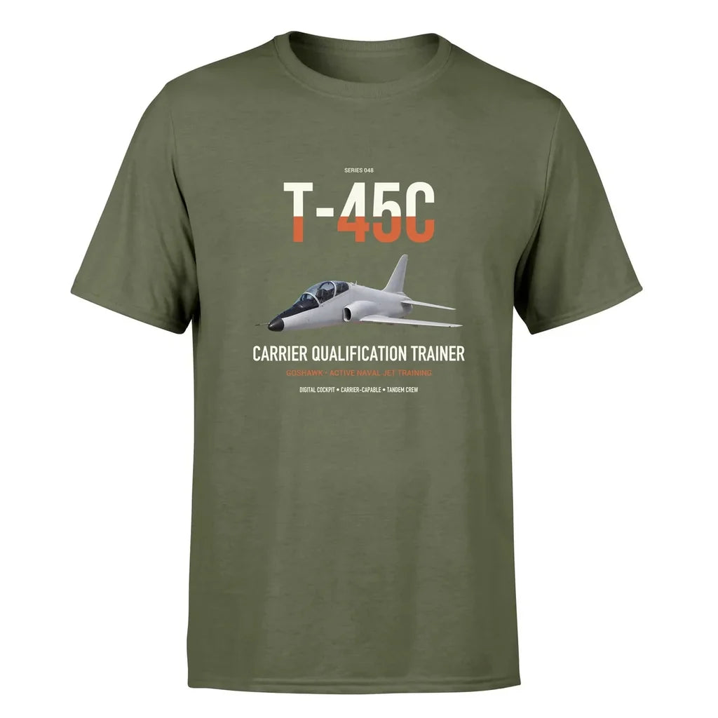 T-45C Goshawk design on green army double-side t-shirt, single-side print