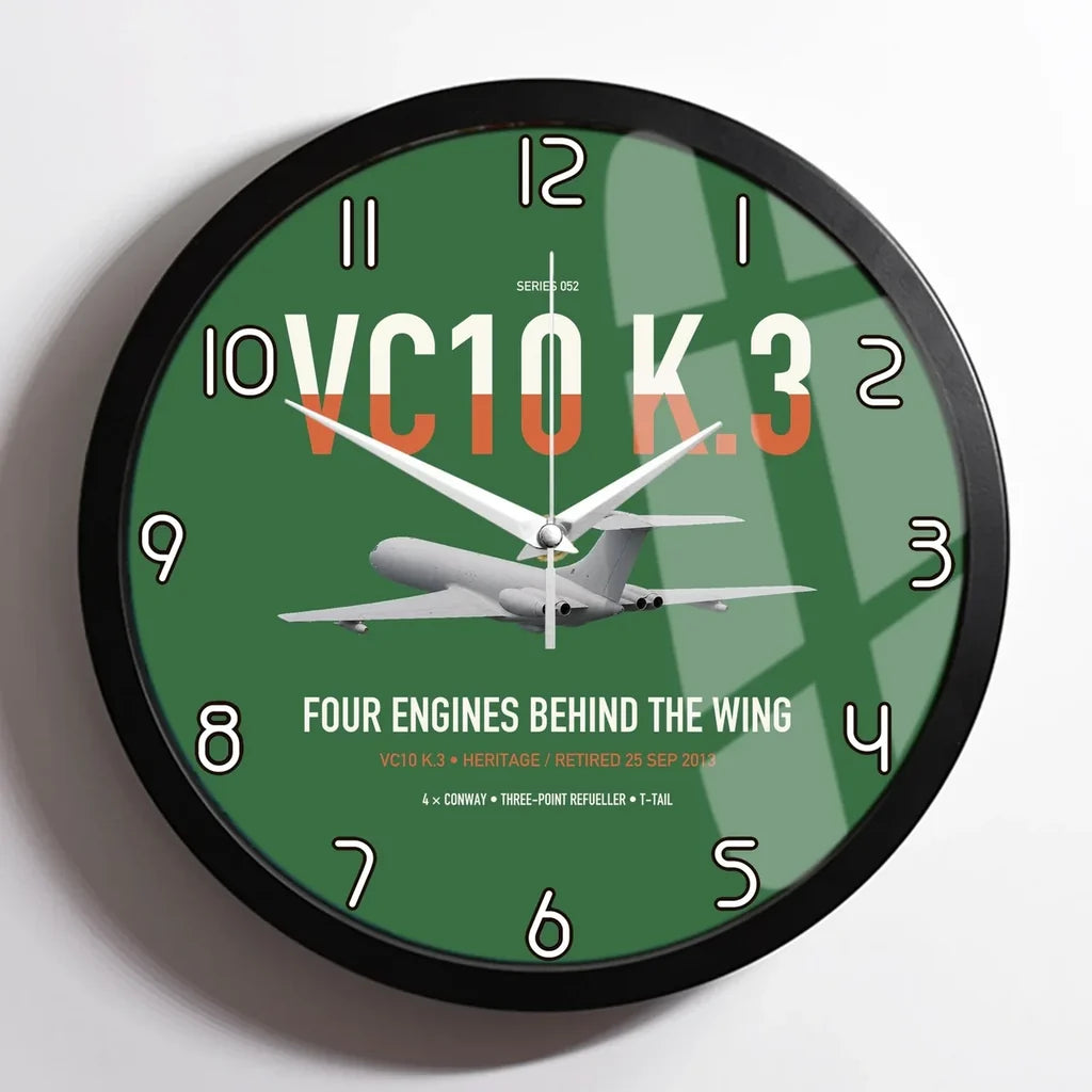 Vickers VC10 K.3 design on green framed wall clock