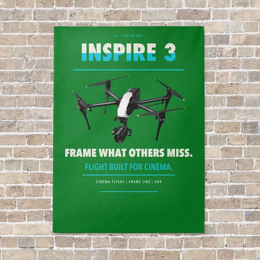 DJI Inspire 3 vertical canvas print - no frame - green background