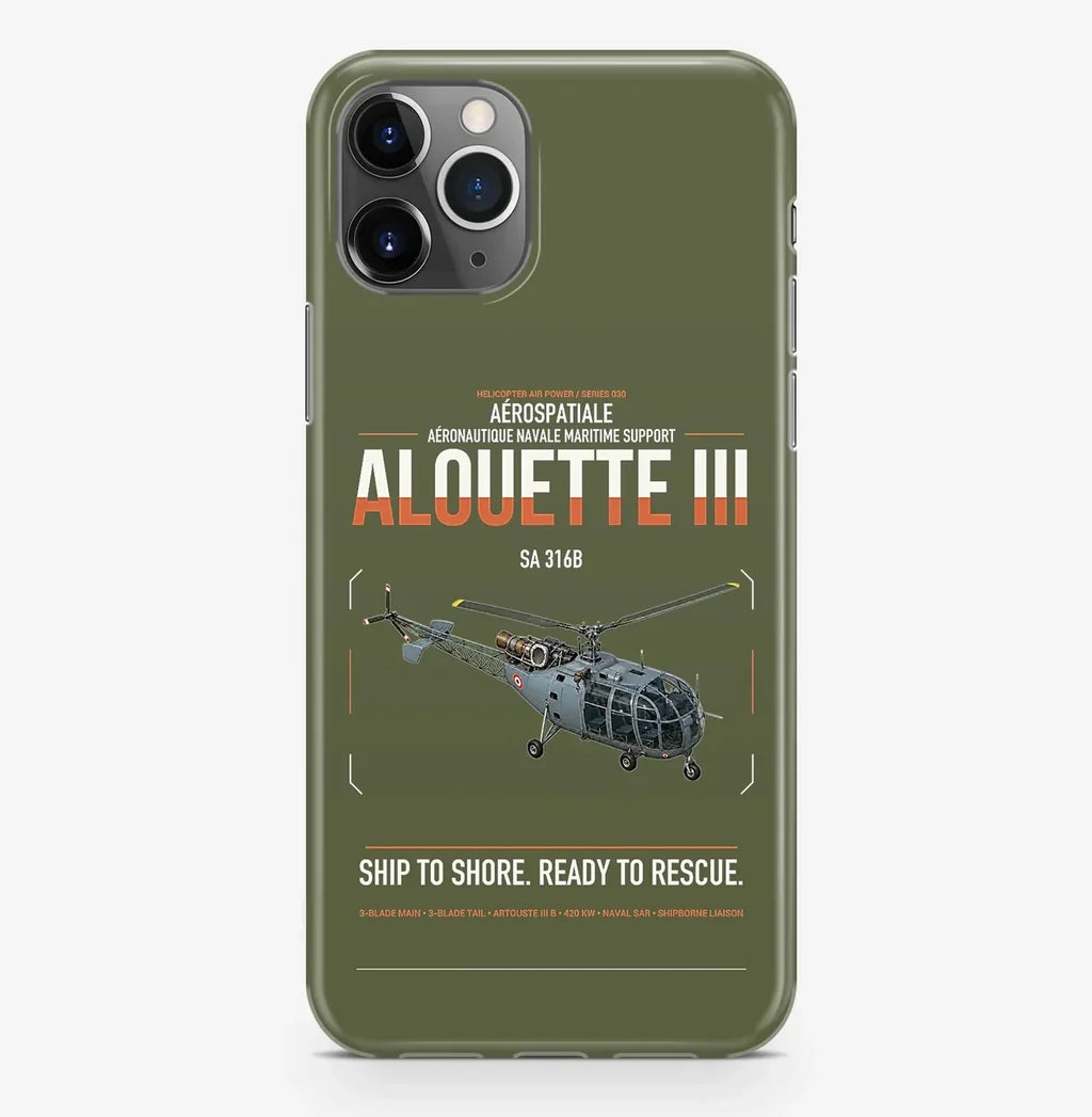 Aérospatiale SA 316B Alouette III design on green army magsafe iphone case, for iPhone Pro Max
