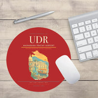 Thumbnail for Maharana Pratap Airport (UDR) design on red round mouse pad