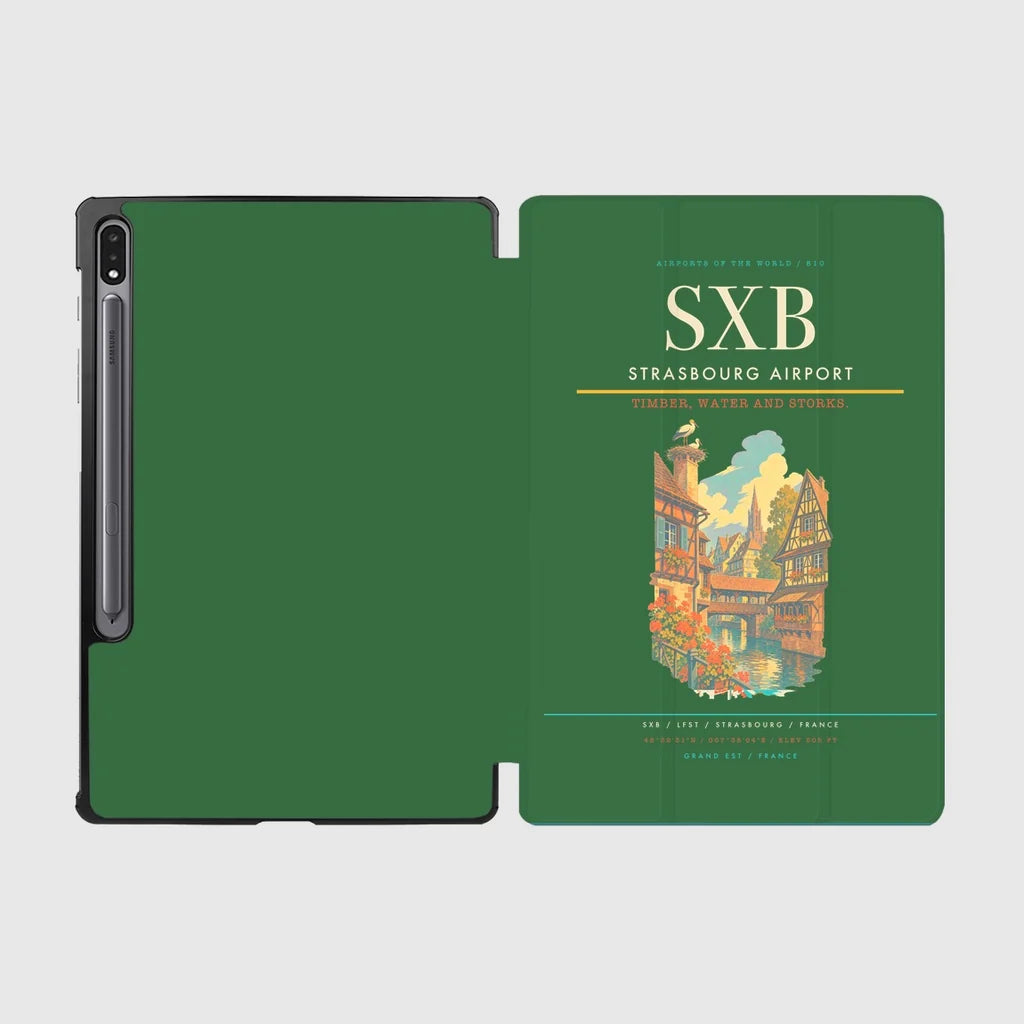 Strasbourg Airport (SXB) design on green samsung tablet tablet case