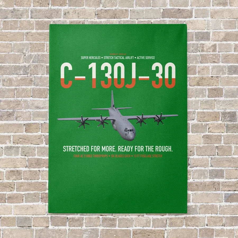 C-130J-30 Super Hercules vertical canvas print - no frame - green background