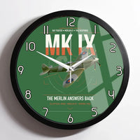 Thumbnail for Supermarine Spitfire Mk IX design on green framed wall clock