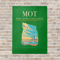 Thumbnail for Minot International Airport MOT vertical canvas print - no frame - green background