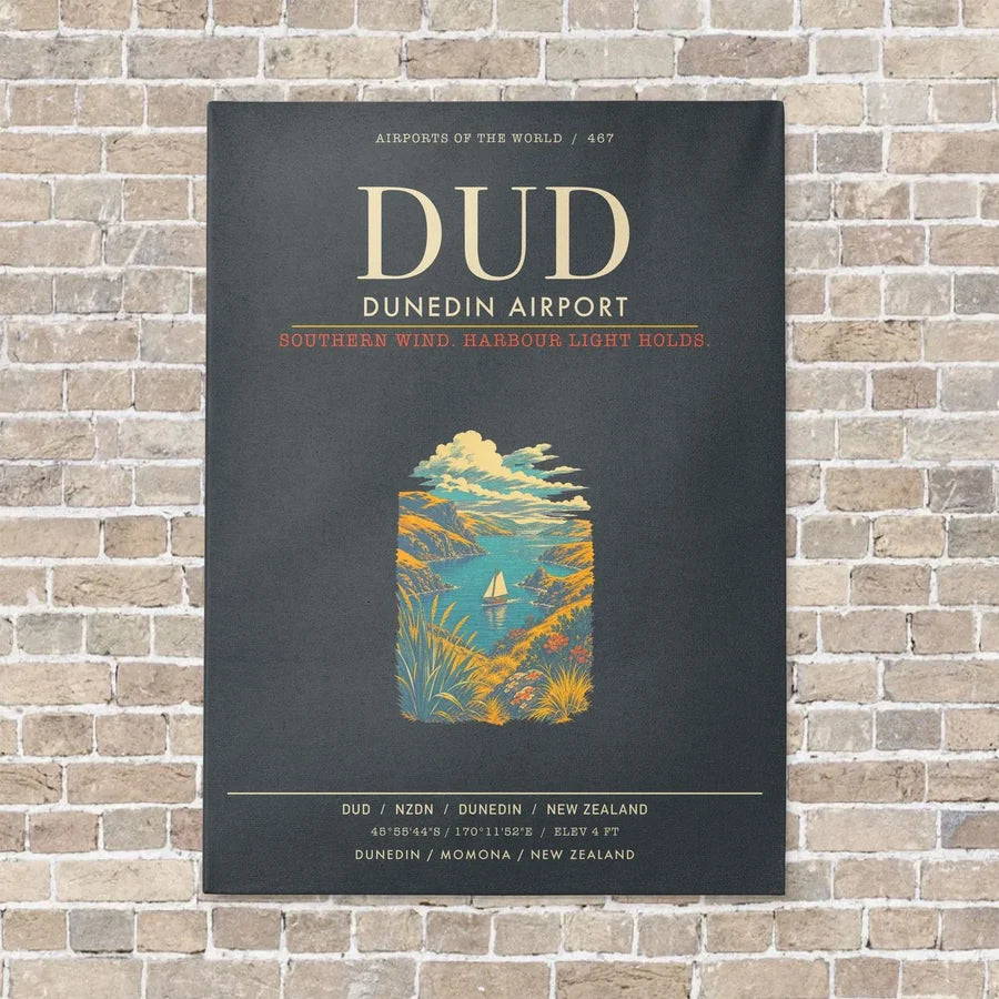 Dunedin Airport DUD - Canvas Framed - Gray