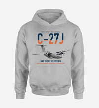 Thumbnail for C-27J Spartan design on light gray double-side hoodie, single-side print