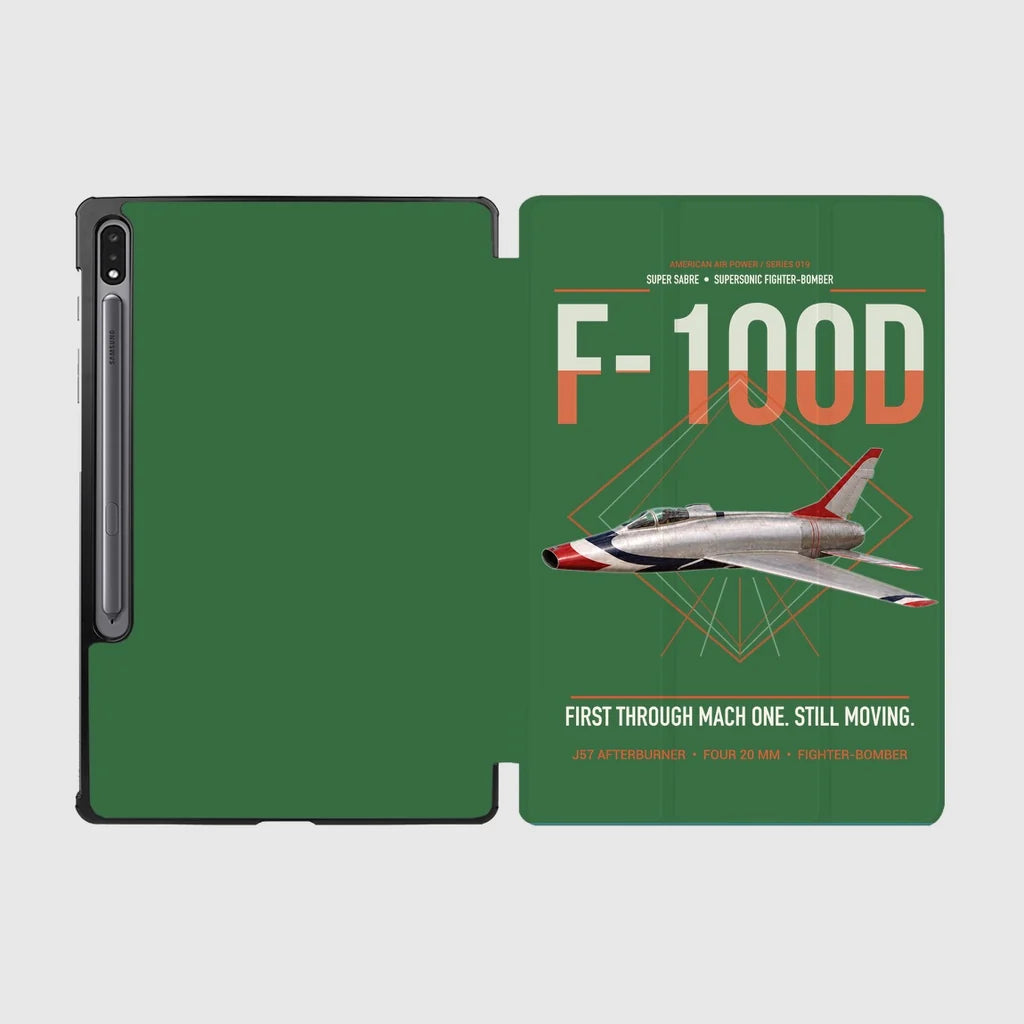F-100D Super Sabre design on green samsung tablet tablet case