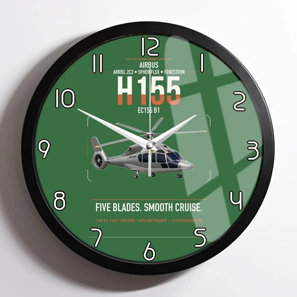 Airbus H155 EC155 B1 design on green framed wall clock