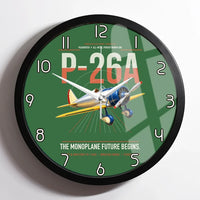 Thumbnail for Boeing P-26A Peashooter design on green framed wall clock