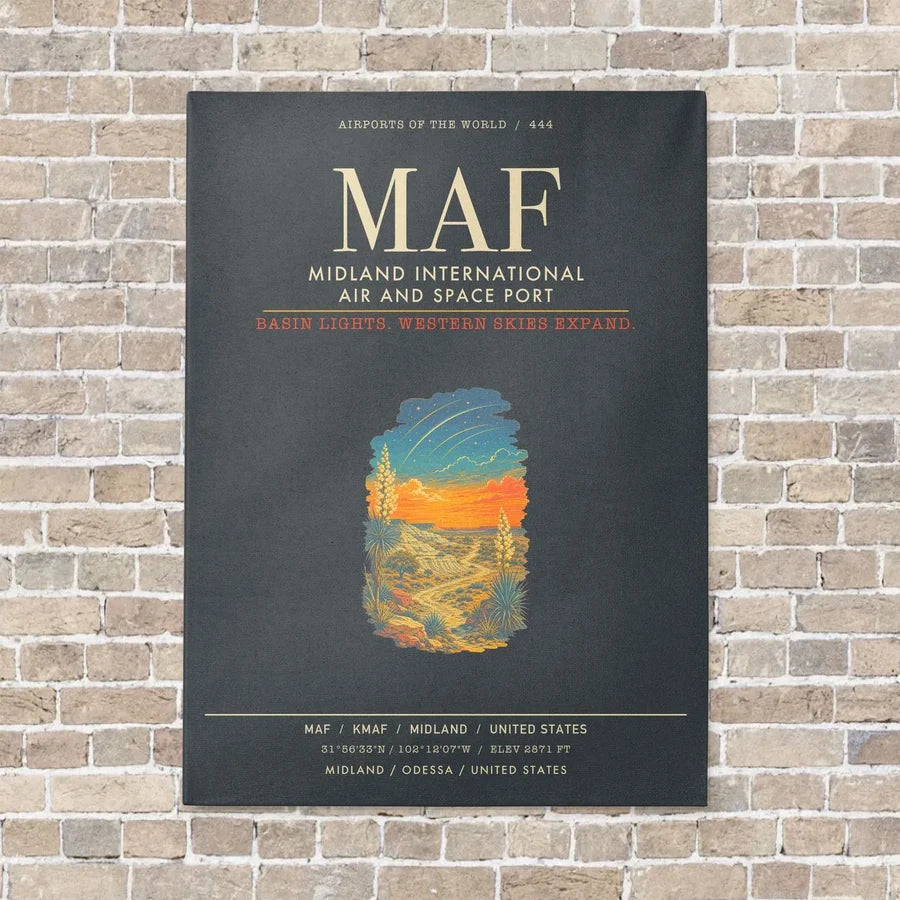 Midland International Air and Space Port MAF - Canvas Framed - Gray