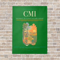 Thumbnail for University of Illinois Willard Airport CMI vertical canvas print - no frame - green background